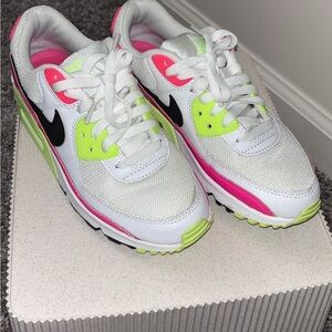 Nike Women’s Sneakers in White with Neon Pink and Volt Accents